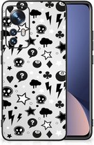 Silicone Back Cover Xiaomi 12 | 12X Telefoonhoesje met Zwarte rand Silver Punk