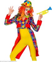 Widmann - Clown & Nar Kostuum - Moema De Geinige Clown Slipjas Geblokt Vrouw - blauw - Medium - Carnavalskleding - Verkleedkleding