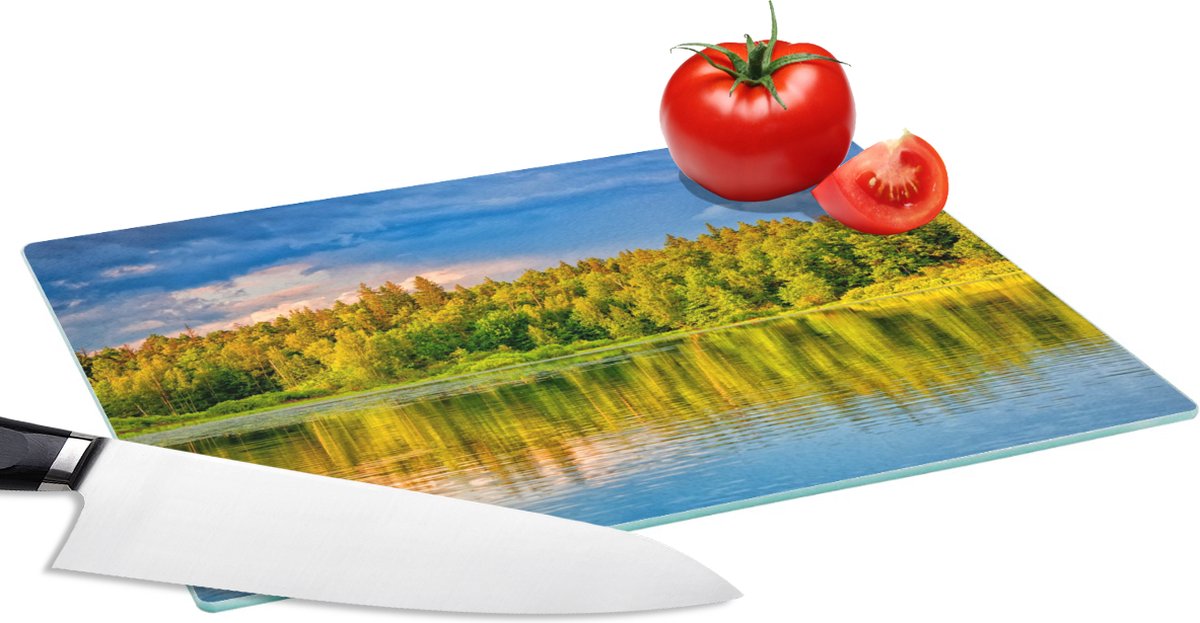 Glazen Snijplank - 28x20 - Water - Natuur - Bos - Snijplanken Glas