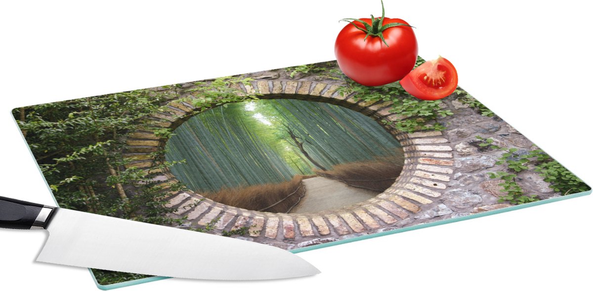 Glazen Snijplank - 39x28 - Bamboe - Bos - Japans - Doorkijk - Snijplanken Glas