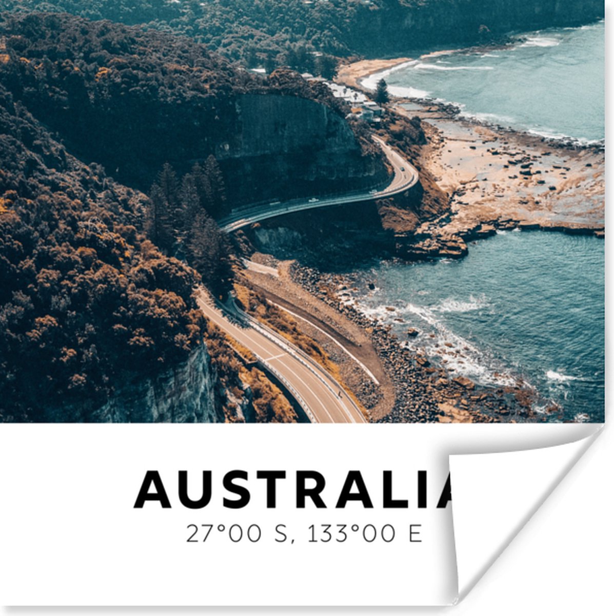 Poster Australië - Zee - Wegen - 75x75 cm