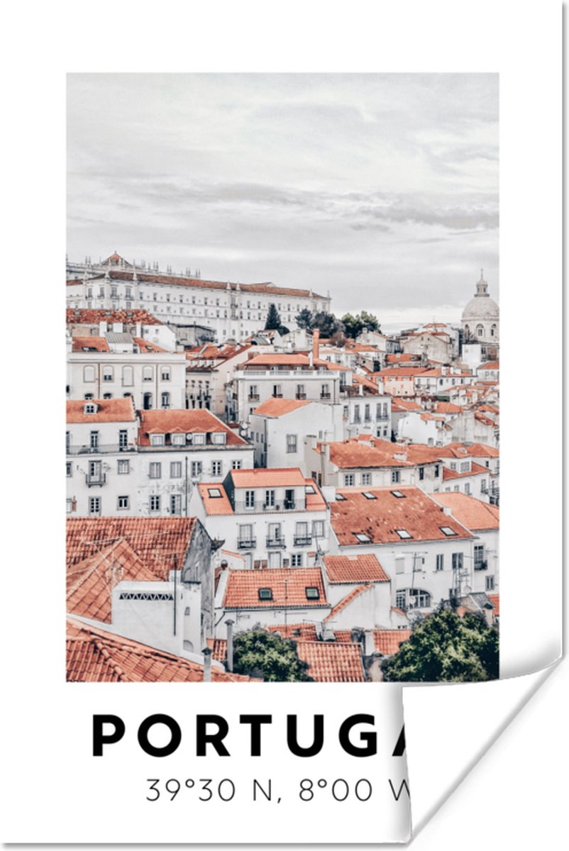 Poster Portugal - Rood - Skyline - 40x60 cm