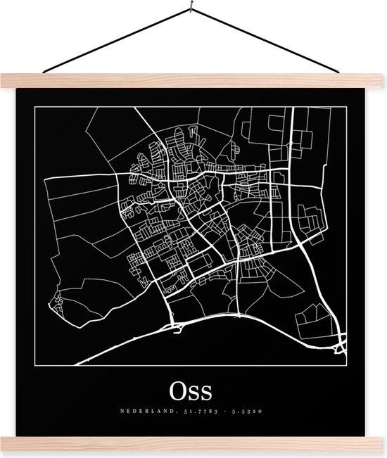 Porte-affiche avec affiche - Affiche scolaire - Oss - Carte - Plan de la ville - Carte - 40x40 cm - lattes vierges