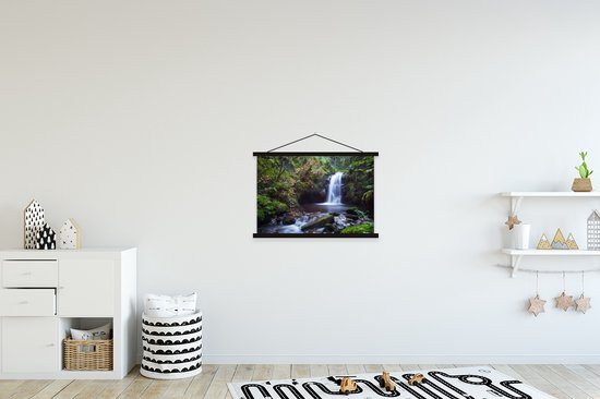 Posterhanger incl. Poster 60x40 cm - Schoolplaat - Waterval - Natuur - Water - Textielposter - Zwarte latten
