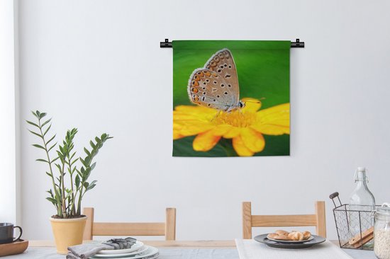 Tapisserie - Toile murale - Fleurs - Papillon - Nature - 60x60 cm - Tapisserie
