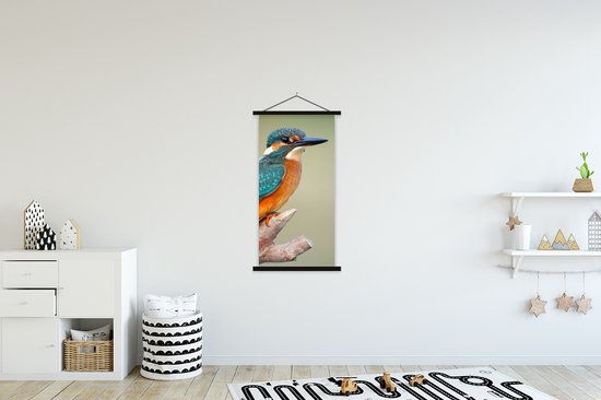 Porte-affiche avec affiche - Affiche scolaire - Vogel - Martin-pêcheur - Branche - 60x120 cm - Lattes noires