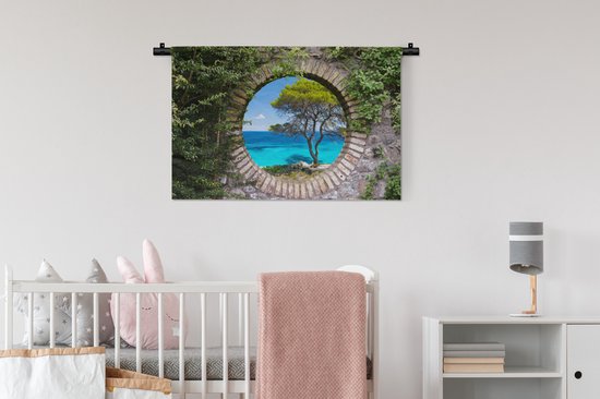 Tapisserie - Toile murale - Mer - Arbre - Tropical - Transparent - 90x60 cm - Tapisserie