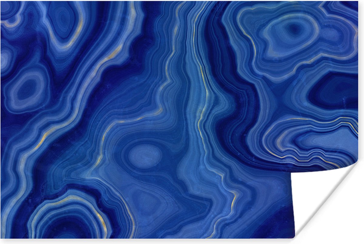 Poster Blauw - Agaat - Stenen - 30x20 cm