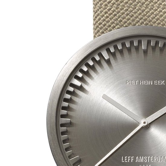 LEFF amsterdam - D38 - Horloge - Cordura - Staal/Zandkleurig - Ø 38mm