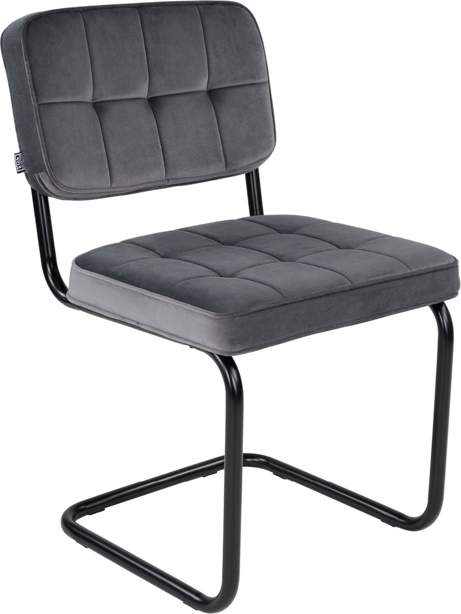 Kick Collection KICK® IVY Eetkamerstoel – Velvet – Buisframe – Donkergrijs Antraciet