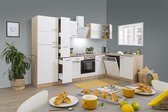 Hoekkeuken 310  cm - complete keuken met apparatuur Merle  - Eiken/Wit - soft close - elektrische kookplaat - vaatwasser - afzuigkap - oven    - spoelbak