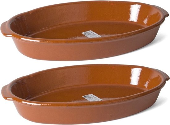 Lot De 2 Plats En Terre Cuite – Gratin / Cuisson Au Four – Vintage – Ronds
