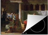 KitchenYeah® Inductie beschermer 71x52 cm - De lictoren brengen Brutus de lichamen van zijn zonen - Schilderij van Jacques-Louis David - Kookplaataccessoires - Afdekplaat voor kookplaat - Inductiebeschermer - Inductiemat - Inductieplaat mat