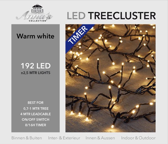 werk Overeenkomstig breed 1x Kerstverlichting clusterverlichting met timer en dimmer 192 lampjes warm  wit 1 mtr... | bol.com