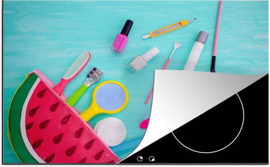 KitchenYeah® Inductie beschermer 81x52 cm - Meloen met make-up - Kookplaataccessoires - Afdekplaat voor kookplaat - Inductiebeschermer - Inductiemat - Inductieplaat mat