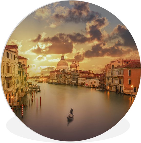 WallCircle - Cercle mural - Cercle mural intérieur - Italie - Gondole - Grand Canal - 60x60 cm - Décoration murale - Peintures ronds