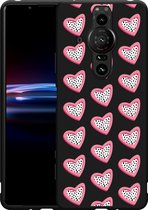 Sony Xperia Pro-I Hoesje Zwart Hartjes Met Stippen Designed by Cazy