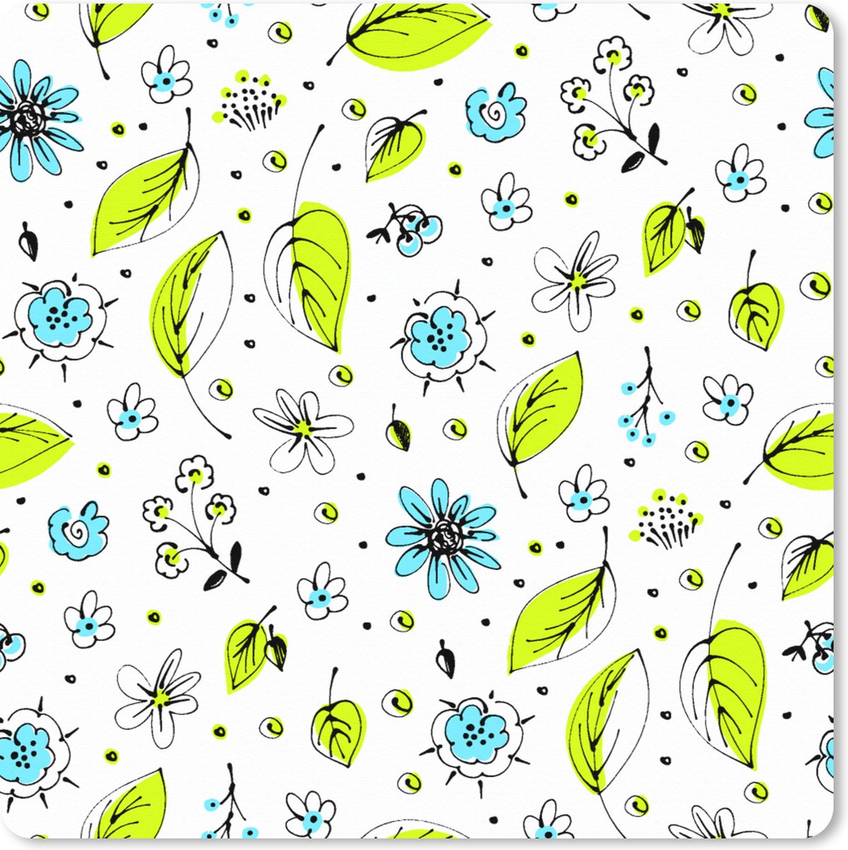 Muismat XXL 40x40 cm - Bureau onderlegger - Bureau mat Flora - Bohemian - Patronen - Fantasy - Bloemen - Bureaumat - Gaming mousepad xl - Bureaulegger groot - Computer deskmat