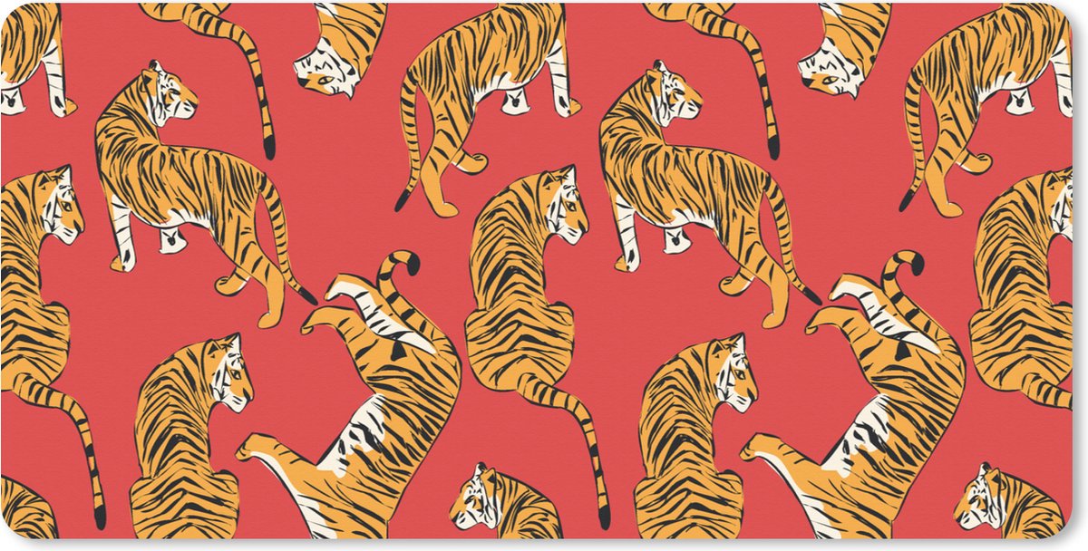 Muismat XXL 90x45 cm - Bureau onderlegger - Bureau mat Tiger - Jungle - Patronen - Bureaumat - Gaming mousepad xl - Bureaulegger groot - Computer deskmat