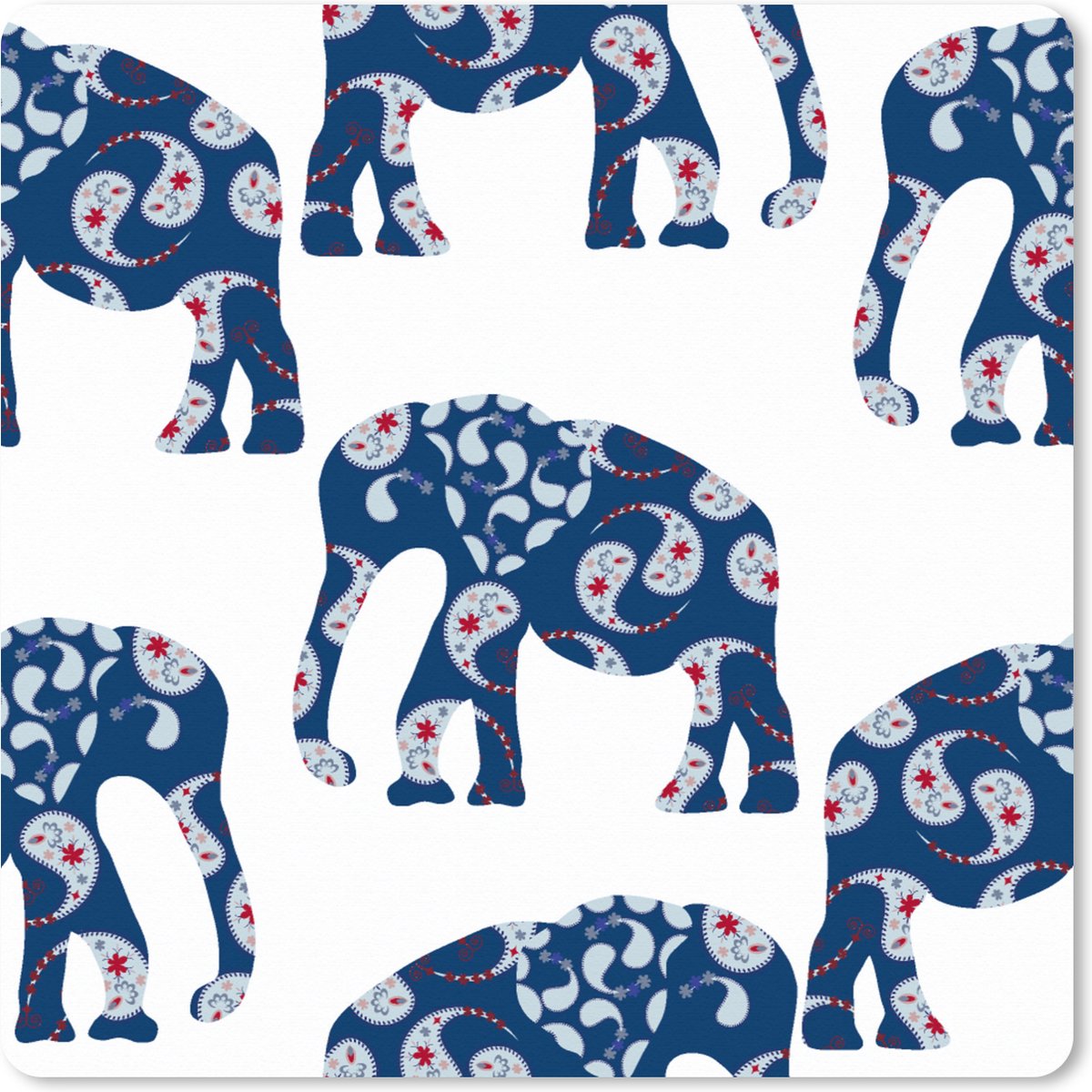 Muismat XXL 40x40 cm - Bureau onderlegger - Bureau mat Olifant - Dier - Patroon - Bureaumat - Gaming mousepad xl - Bureaulegger groot - Computer deskmat