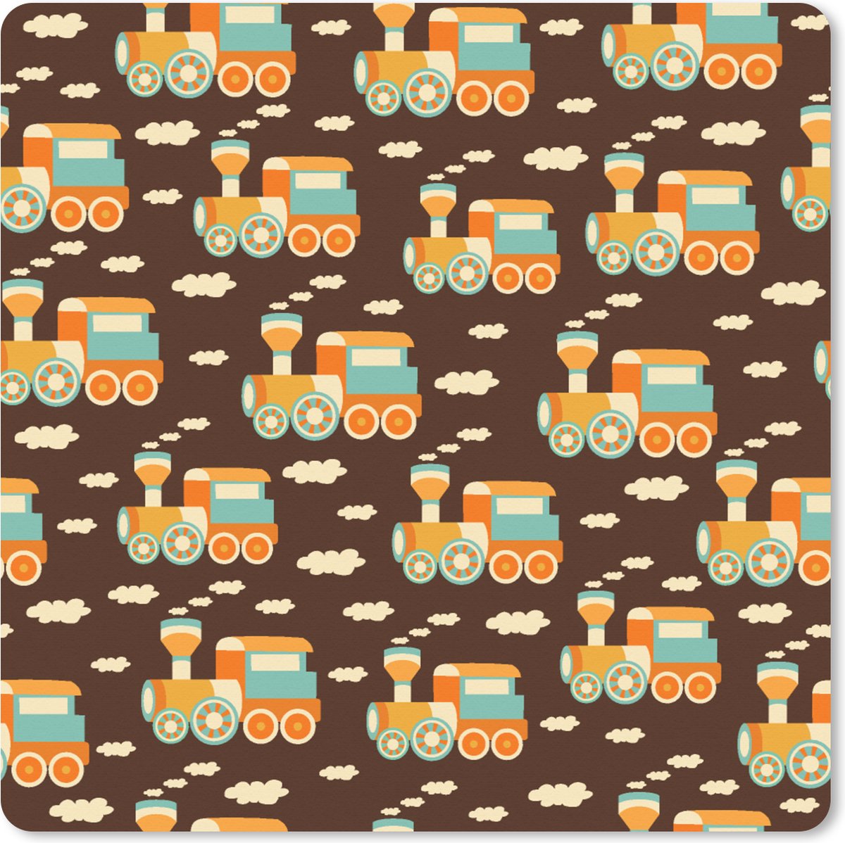 Muismat XXL 40x40 cm - Bureau onderlegger - Bureau mat Patronen - Trein - Vintage - Kind - Jongens - Kinderen - Kids - Bureaumat - Gaming mousepad xl - Bureaulegger groot - Computer deskmat