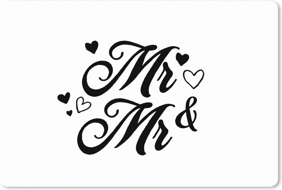 Muismat XXL 120x80 cm - Bureau onderlegger - Bureau mat 'Mr & Mr' - Trouwen - Quotes - Spreuken - Bureaumat - Gaming mousepad xl - Bureaulegger groot - Computer deskmat