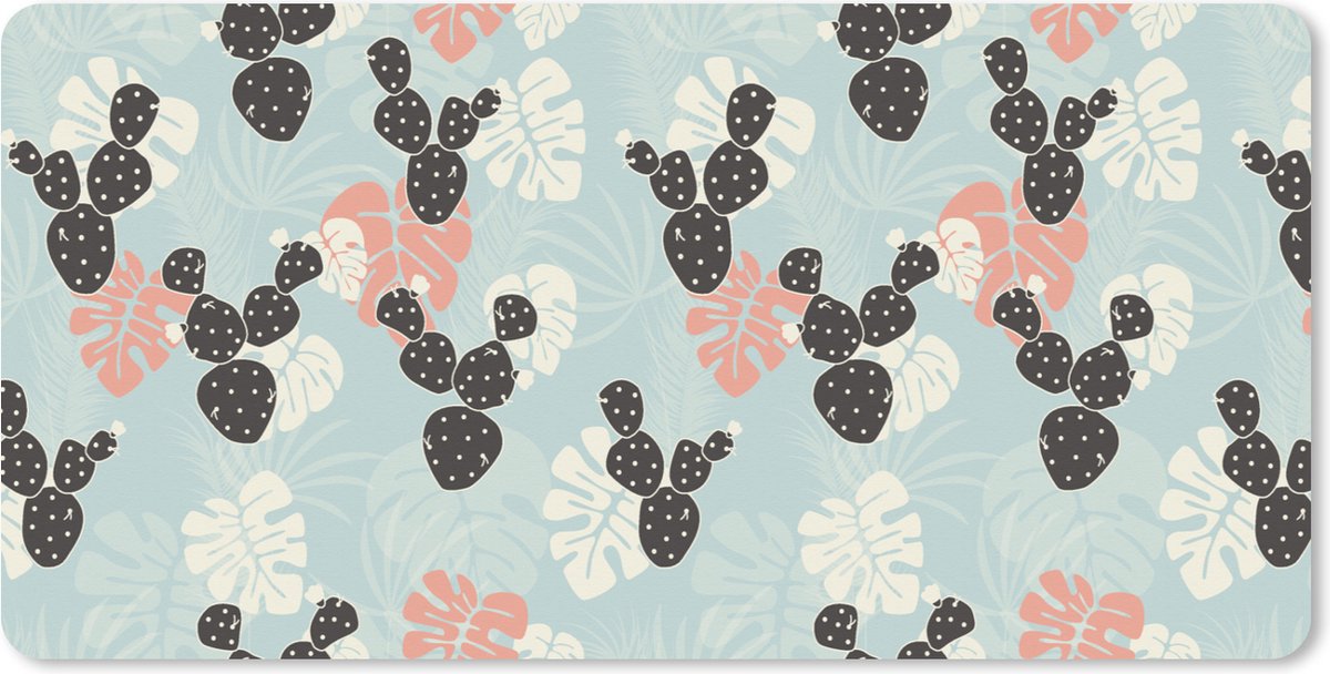 Muismat XXL 120x60 cm - Bureau onderlegger - Bureau mat Cactus - Monstera - Patronen - Pastel - Hawaii - Bureaumat - Gaming mousepad xl - Bureaulegger groot - Computer deskmat