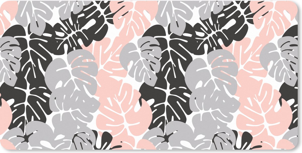 Muismat XXL 80x40 cm - Bureau onderlegger - Bureau mat Monstera - Pastel - Patronen - Bladeren - Bureaumat - Gaming mousepad xl - Bureaulegger groot - Computer deskmat