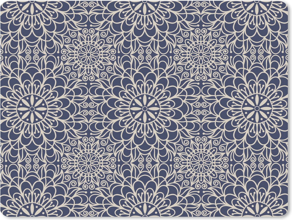 Muismat XXL 80x60 cm - Bureau onderlegger - Bureau mat Mandala - Blauw - Patronen - Bureaumat - Gaming mousepad xl - Bureaulegger groot - Computer deskmat