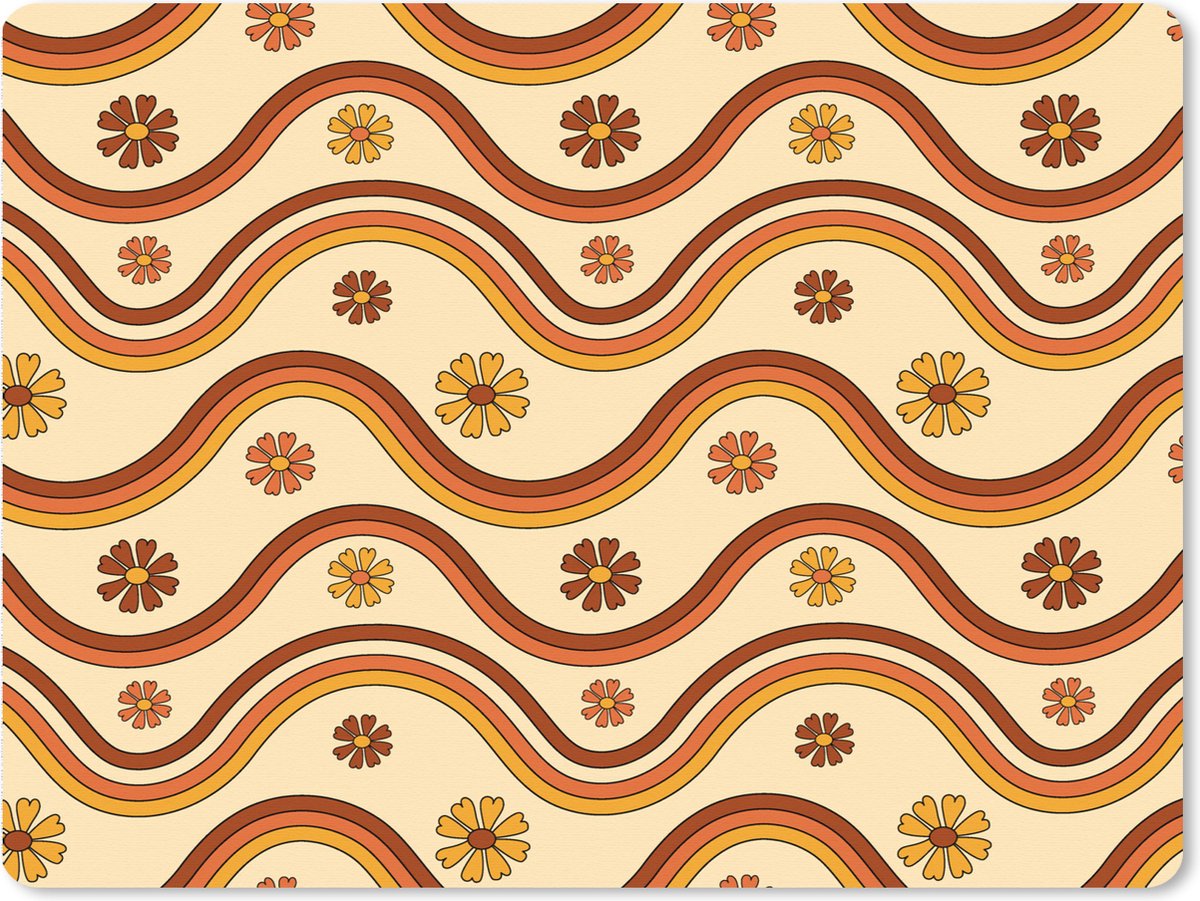 Muismat XXL 80x60 cm - Bureau onderlegger - Bureau mat Vintage - Patronen - Bloemen - Regenboog - Bureaumat - Gaming mousepad xl - Bureaulegger groot - Computer deskmat