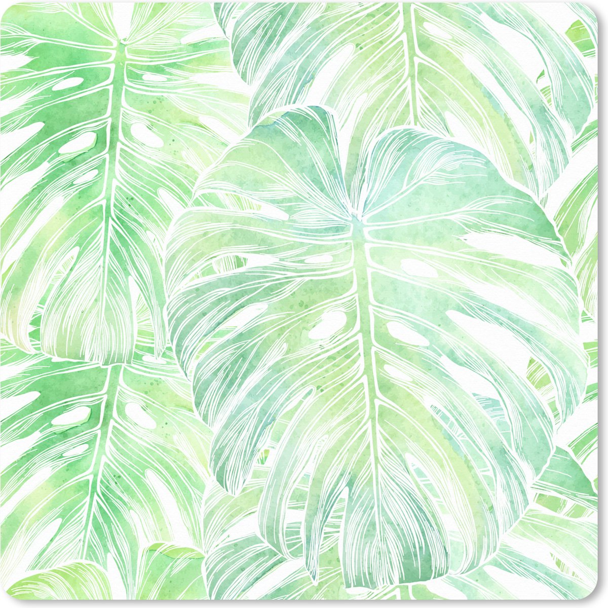 Muismat XXL 40x40 cm - Bureau onderlegger - Bureau mat Schilderij - Waterverf - Groen - Bureaumat - Gaming mousepad xl - Bureaulegger groot - Computer deskmat