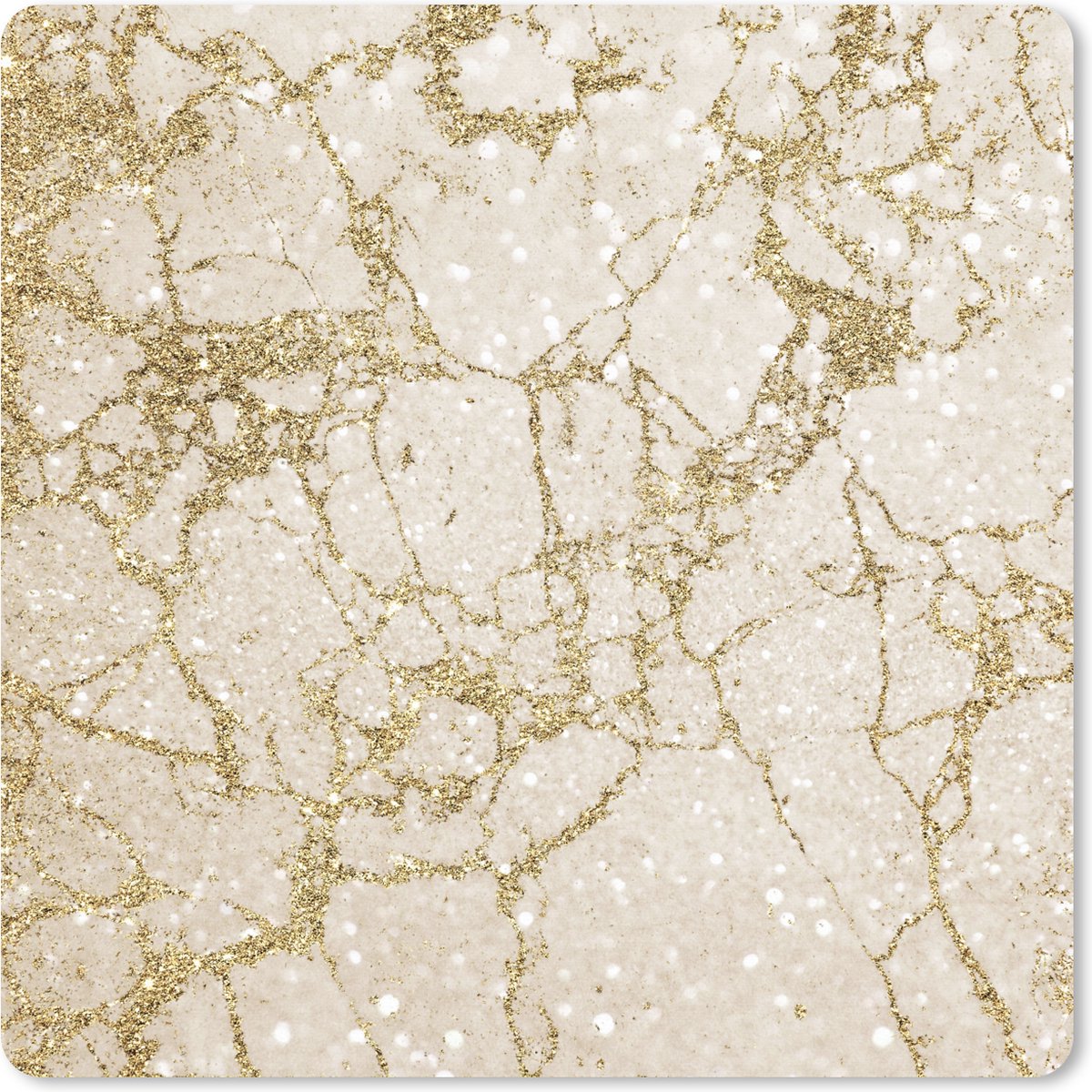Muismat XXL 40x40 cm - Bureau onderlegger - Bureau mat Marmer - Goud - Glitter - Bureaumat - Gaming mousepad xl - Bureaulegger groot - Computer deskmat