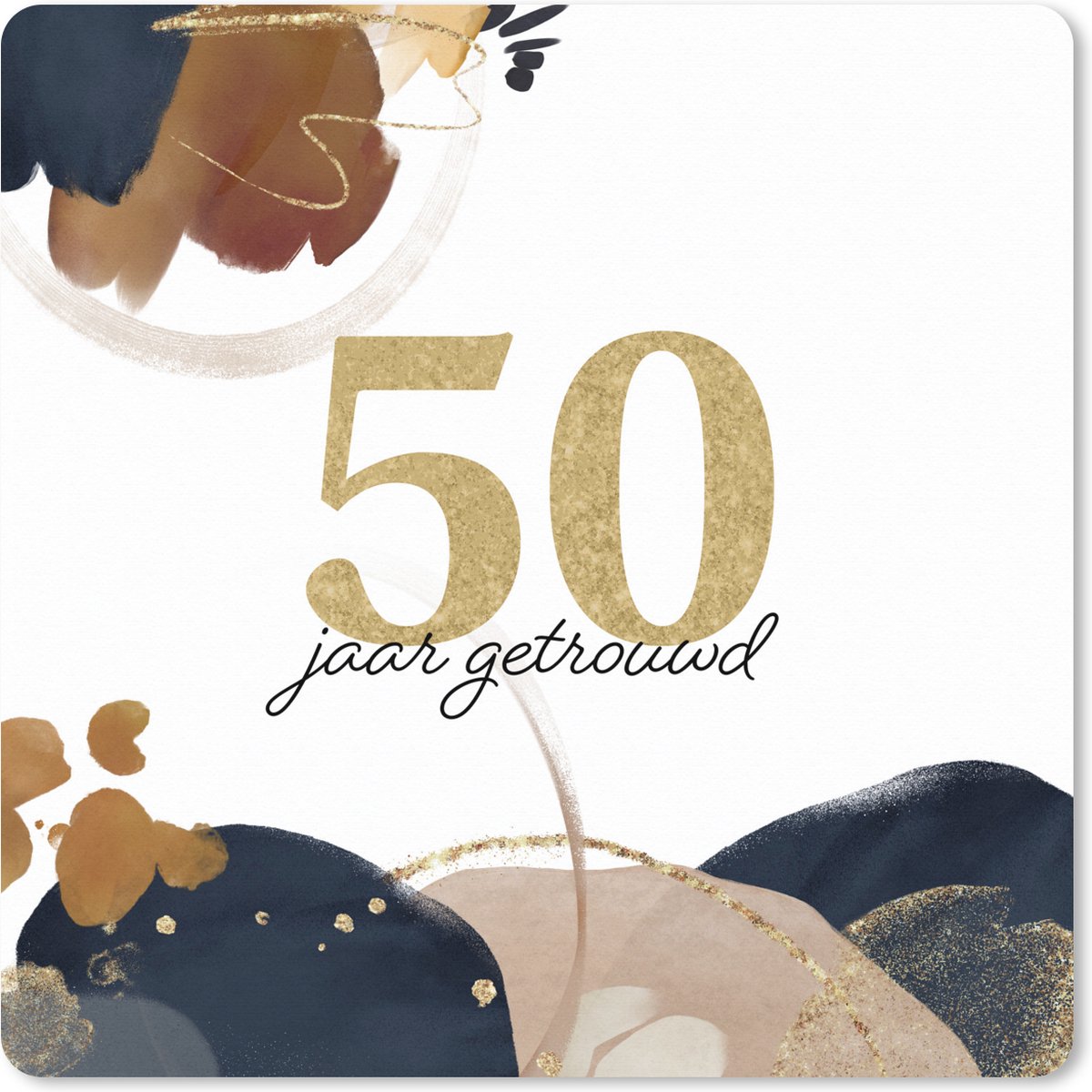 Muismat XXL 40x40 cm - Bureau onderlegger - Bureau mat Huwelijk - 50 jaar getrouwd - Spreuken - Quotes - Trouwen - Bureaumat - Gaming mousepad xl - Bureaulegger groot - Computer deskmat