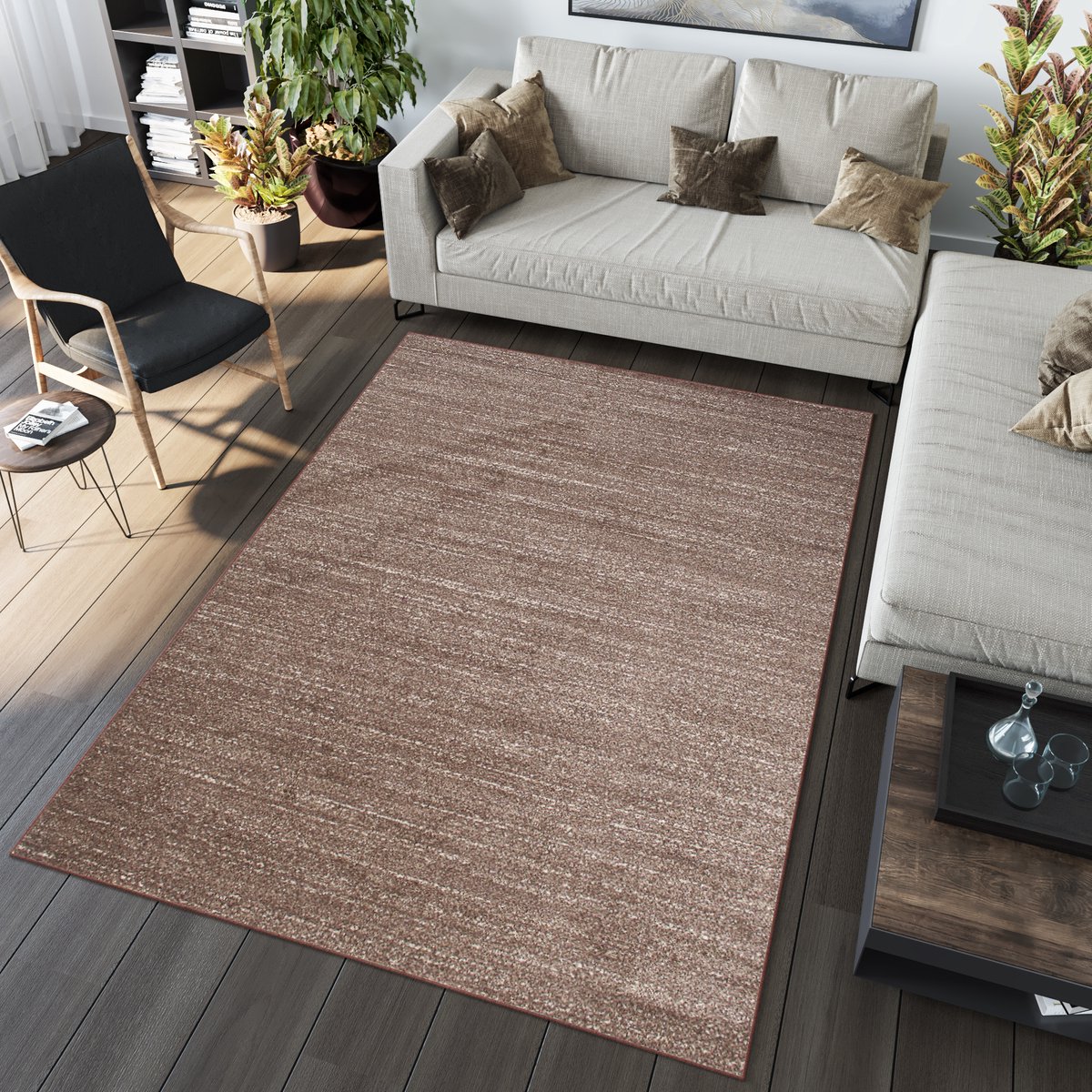 Tapiso Sari Vloerkleed Laagpolig Bruin Tapijt Karpet Maat- 180x260