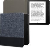kwmobile hoes geschikt voor Tolino Vision 6 - Canvas beschermhoes in donkerblauw / zwart - Voor e-reader -
