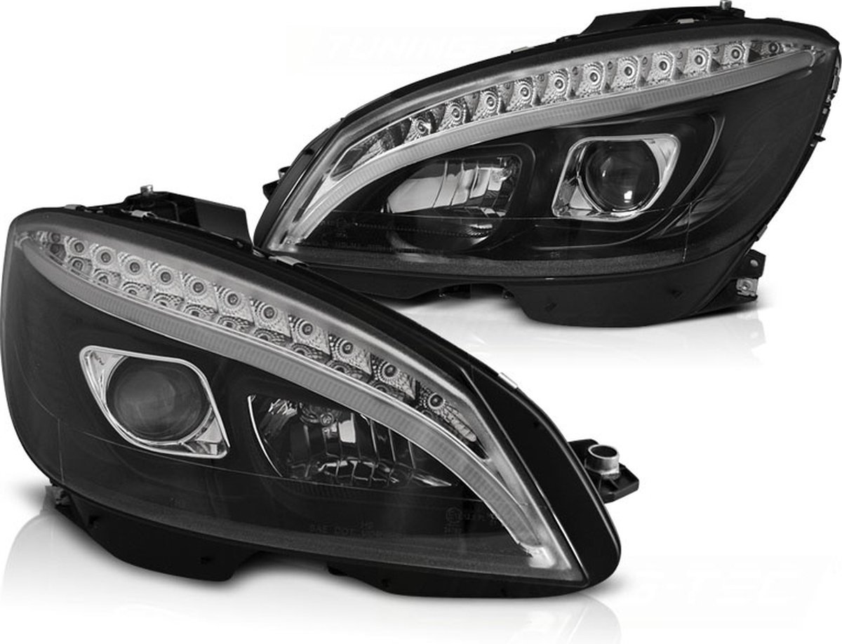 Koplampen met parkeerlicht MERCEDES W204 07-10 ZWART