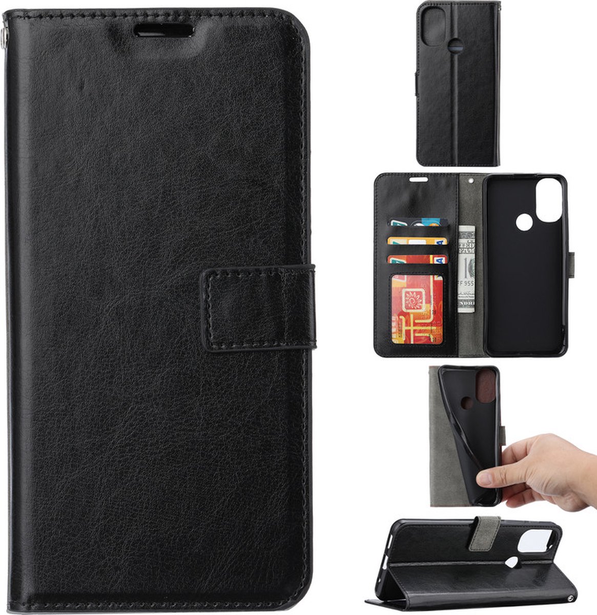 Bookcase Geschikt voor: Motorola Edge 30 - Zwart - portemonnee hoesje