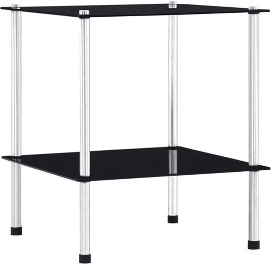 vidaXL Armoire - 2 couches - Glas trempé - Vitrine Zwart - Armoire en Verres - Vitrine - Armoire de rangement - Accessoires de maison - Accessoires d'intérieur - Moderne - Minimaliste - Industriel