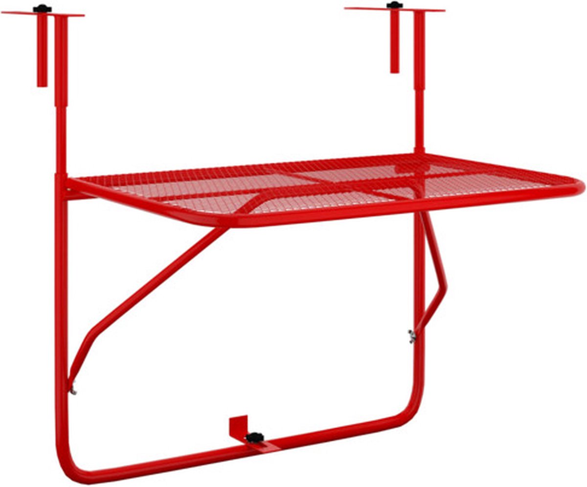 vidaXL Balkontafel 60x40 cm staal rood