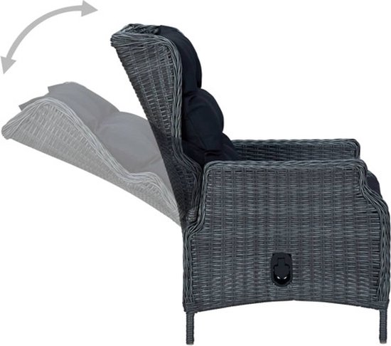 vidaXL Ensemble de jardin 9 pièces avec coussins Poly rotin gris foncé