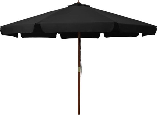 vidaXL - Parasol - met - houten - paal - 330 - cm - zwart