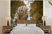 Behang - Fotobehang Beroemde natuurlijke waterval in het Klong Lan National Park - Breedte 280 cm x hoogte 280 cm