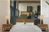 Behang - Fotobehang De muziekles - Johannes Vermeer - Breedte 280 cm x hoogte 280 cm