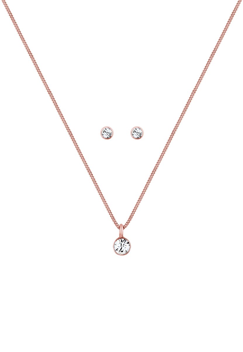 Elli - Sieraden Set - Dames Elegant Eenzaam Hanger Set Oorsteker met Kristallen in 925 Sterling Zilver - Dames