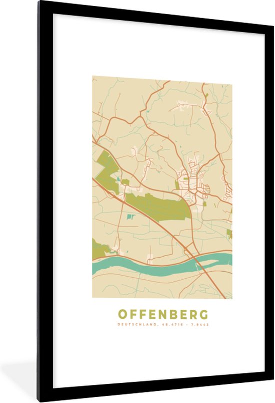 Offenberg Fotolijst incl. Poster - Vintage - Stadskaart - Offenberg - Kaart ...