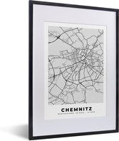 Fotolijst incl. Poster - Stadskaart - Duitsland - Chemnitz - Plattegrond - Kaart - 30x40 cm - Posterlijst