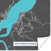 Poster Saint-Laurent-du-Maroni - Stadskaart - Kaart - Plattegrond - Frankrijk - 75x75 cm