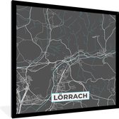 Fotolijst incl. Poster - Lörrach – Stadskaart – Blauw – Plattegrond – Stadskaart – Kaart - Duitsland - 40x40 cm - Posterlijst