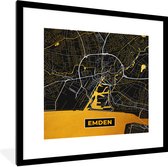 Fotolijst incl. Poster - Black and Gold – Stadskaart – Emden – Duitsland – Plattegrond – Kaart - 40x40 cm - Posterlijst