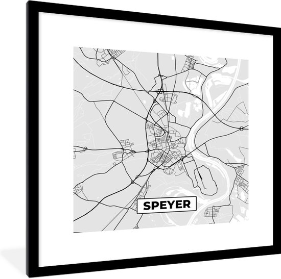 Fotolijst incl. Poster - Speyer - Stadskaart - Plattegrond - Duitsland - Kaart - 40x40 cm - Posterlijst